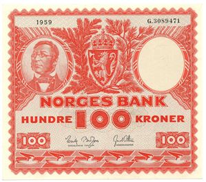 100 kroner 1959 G.3089471. Kv.0