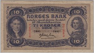 10 kroner 1941 A.4431102. 64 EPQ. Kv.0