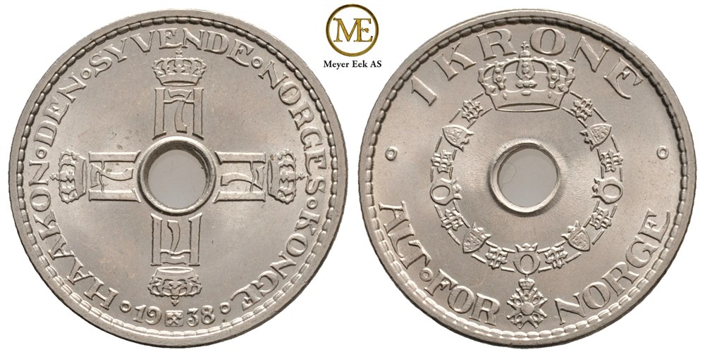 1 krone 1938 Haakon VII. Kv.0
