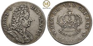 2 mark 1699 Christian V. Kv.1+