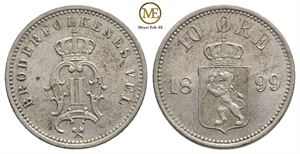 10 øre 1899 Oscar II. Kv.0/01