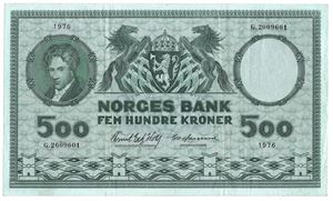 500 kroner 1976 G.2009601. Erstatningsseddel. Kv.1