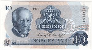 10 kroner 1978 HF. Erstatningsseddel. 66 EPQ.