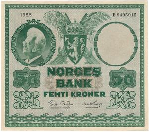 50 kroner 1955 B.8405915. Kv.1+/01