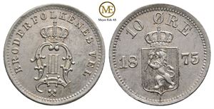 10 øre 1875 Oscar II. Kv.0