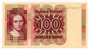 100 kroner 1977 AB ex. Skilling 10.10.15