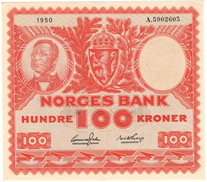 100 kroner 1950 A.5902605. Kv.1+/01