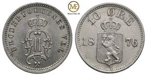 10 øre 1876 Oscar II. Kv.0/01