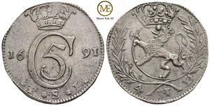 4 mark 1691 Christian V. Kv.1+/01