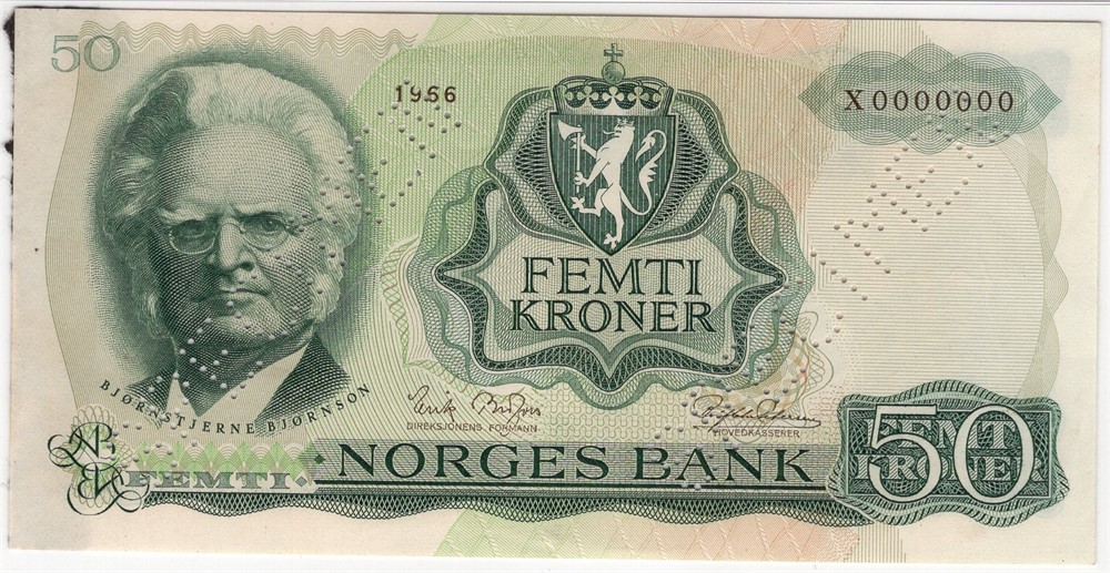 50 kroner 1966 X.0000000. Specimen. Kv.01