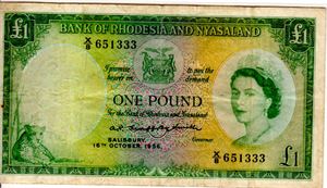 Rhodesia og Nyasaland 1 pound 1956 Kv.1