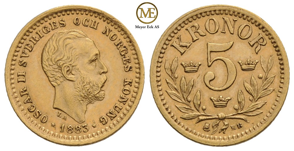 5 kronor 1883 Oscar II. Kv.01
