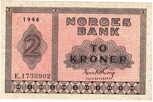 2 kroner 1946 E.1733902. Kv.0/01