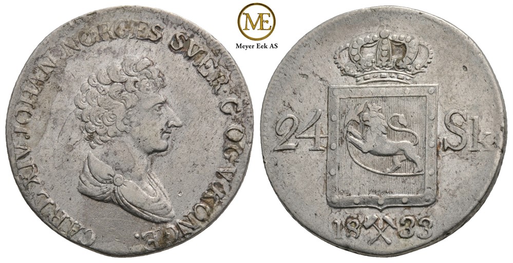 24 skilling 1833 Carl XIV Johan. Kv.1+