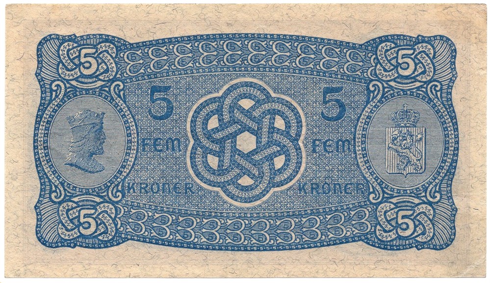 5 kroner 1943 V.8147126. Kv.01