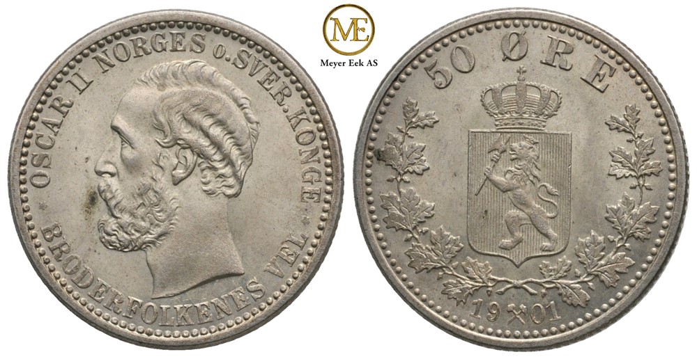 50 øre 1901 Oscar II. Kv.0