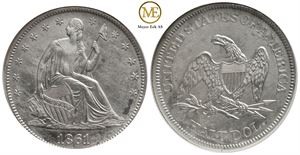 Half dollar 1861 seated liberty. Kv.01