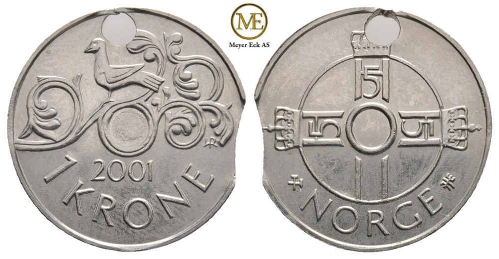 1 krone 2001. Feilpreg