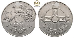 1 krone 2001. Feilpreg