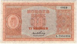 10 kroner 1950 L.7881256. 66 EPQ