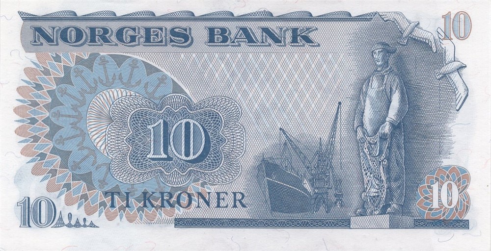 10 kroner 1972 QU erstatningsseddel. Kv.0