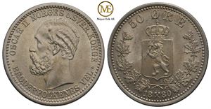 50 øre 1880 Oscar II. Kv.0