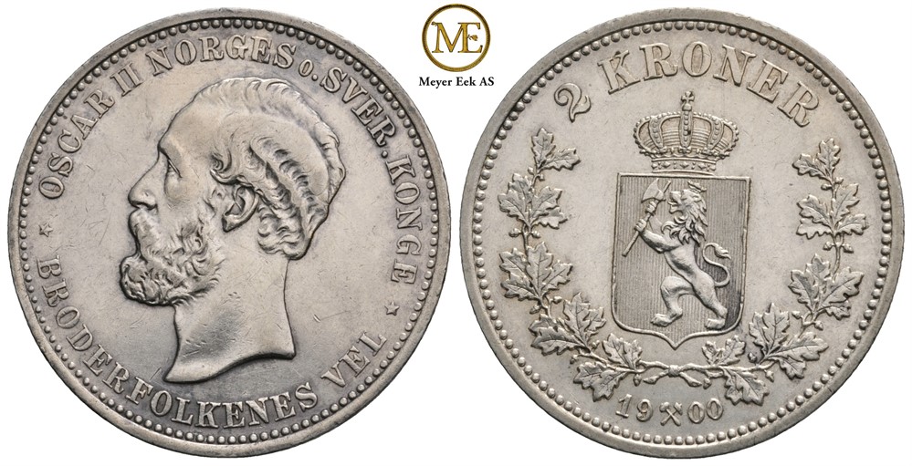 2 kroner 1900 Oscar II. Kv.01