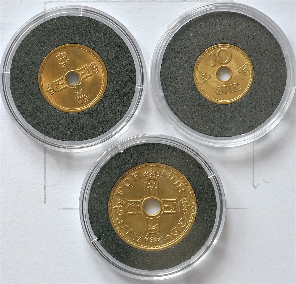 Londonsettet 10, 25 og 50 øre 1942 kv. 0/01