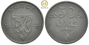 50 øre 1941 zink. Haakon VII. Kv.0