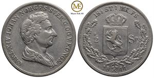 1/2 speciedaler 1844 Carl XIV Johan. Kv.1+