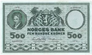 500 kroner 1972 A.4400770. Kv.01