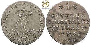1/5 speciedaler 1797. Christian VII. Kv.1+