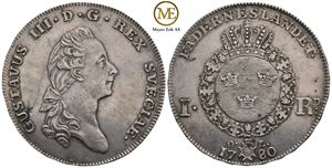 1 Riksdaler 1780 Gustav III. Kv.1+/01