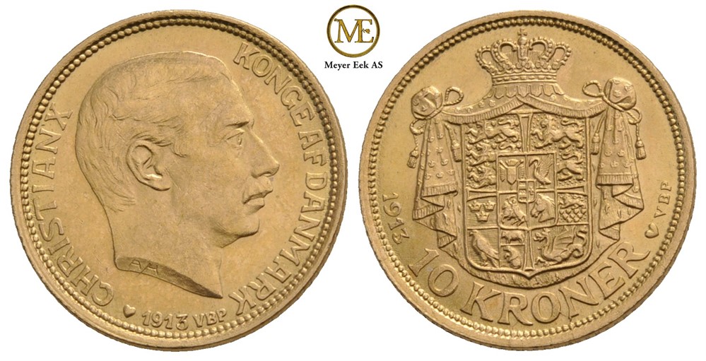10 kroner 1913 Christian X. Kv.0/01