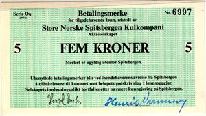 5 kroner betalingsmerke 1973 Qq Kv.0