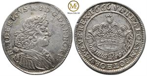 2 mark 1666 Frederik III. Kv.1+