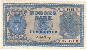 5 kroner 1948 D.2042419. Kv.0/01