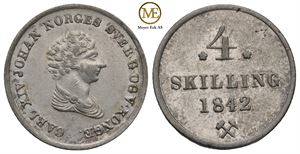 4 skilling 1842 Carl XIV Johan. Kv.01