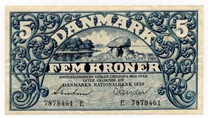 Danmark 5 kroner 1939 E