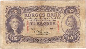 10 kroner 1917.F.6462540. Kv.1