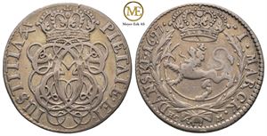 Mark/16 skilling 1697 Christian V. Kv.1+