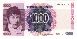 1000 kroner 1989 VI. Utgave. Kv.0