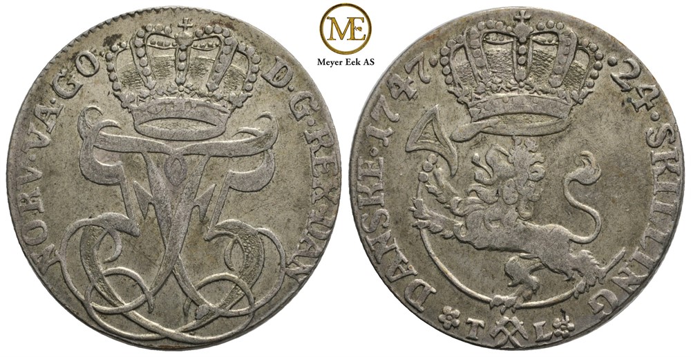 24 skilling 1747 Frederik V. NMD.4. Kv.1+