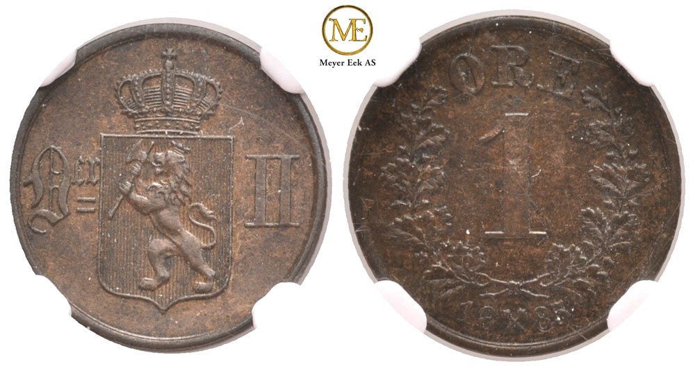 1 øre 1885 Oscar II. Kv.0/01