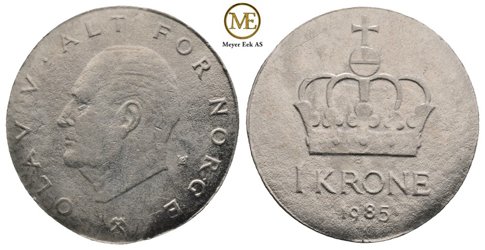 1 krone 1985 på tynn blankett