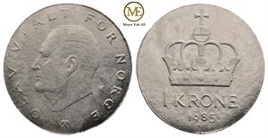 1 krone 1985 på tynn blankett