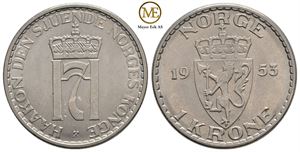 1 krone 1953 Haakon VII. Kv.0