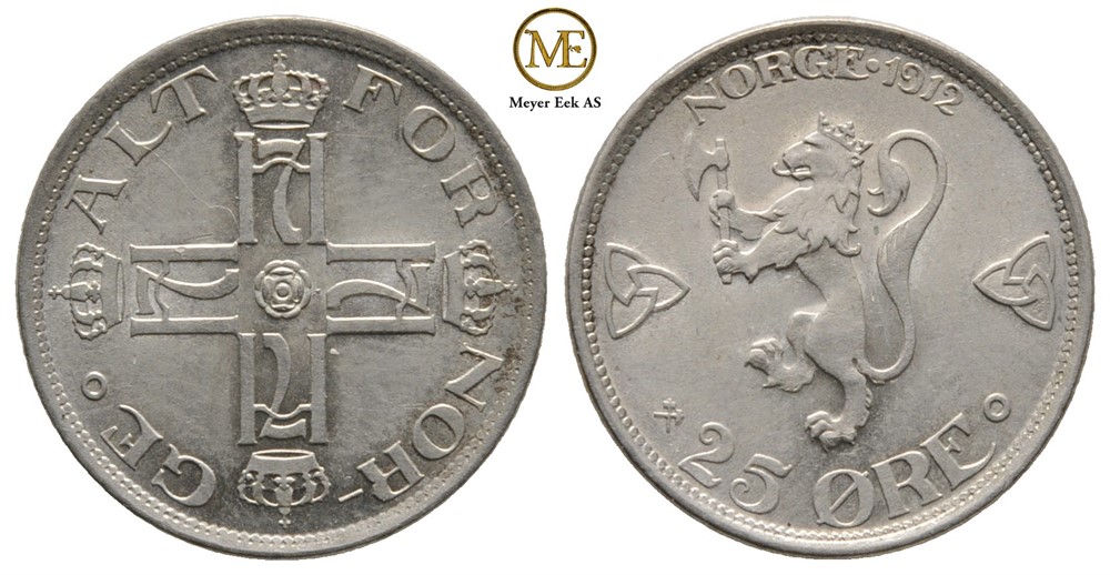 25 øre 1912 Haakon VII. Kv.0