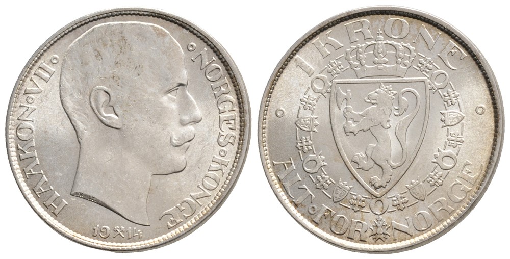 1 krone 1914 Haakon VII. Kv.0