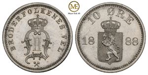 10 øre 1888 Oscar II. Kv.0